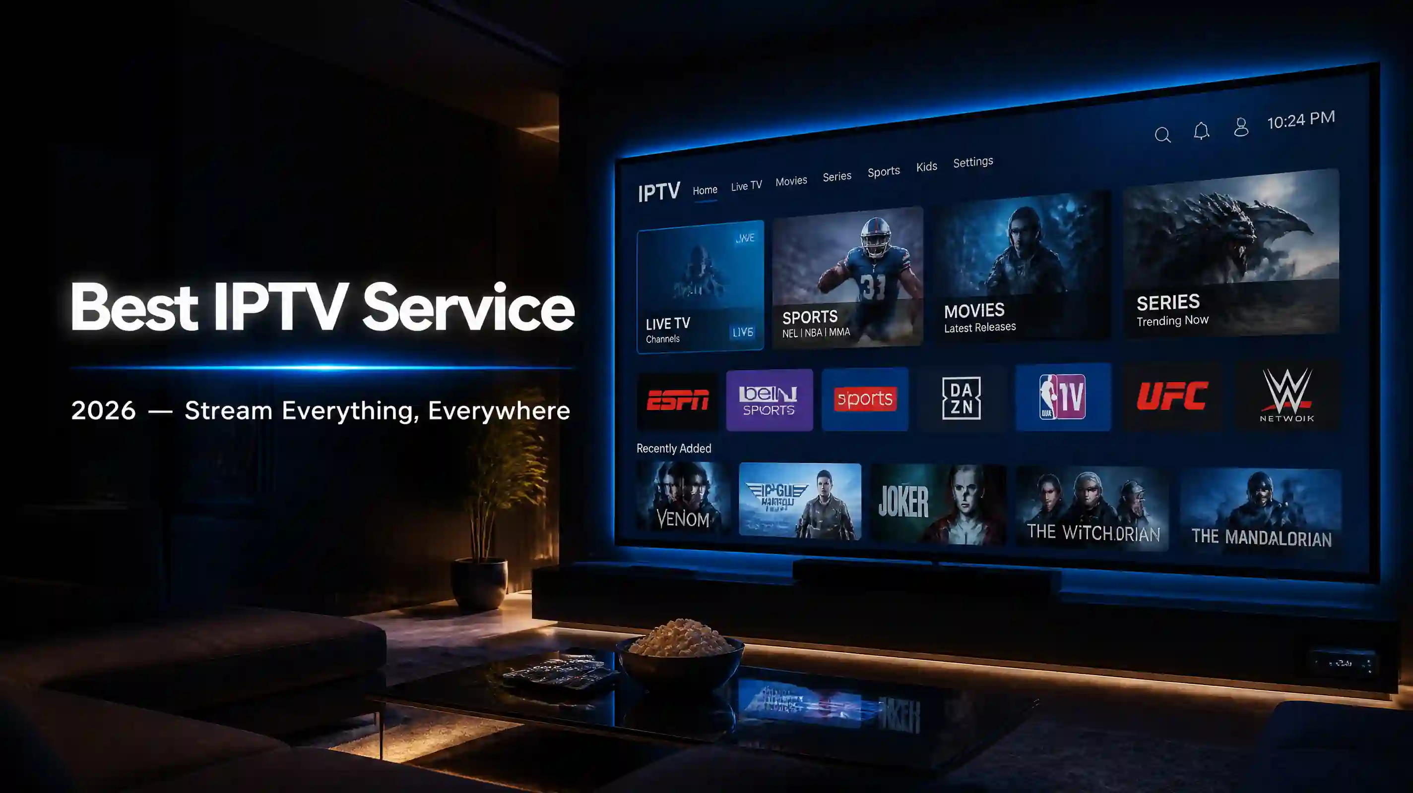 Comparing the best IPTV services in 2026 on a TV screen