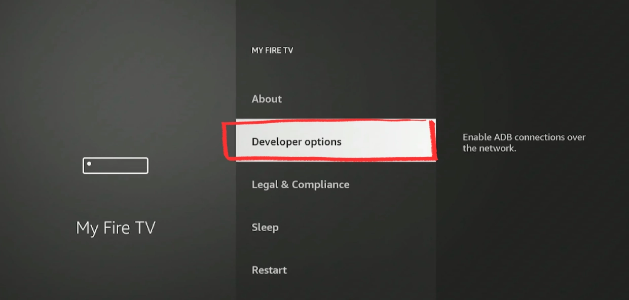 Developer Options now visible in the My Fire TV menu
