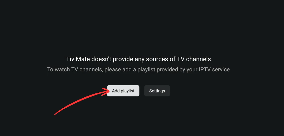 TiViMate first launch on Fire Stick asking to add a playlist