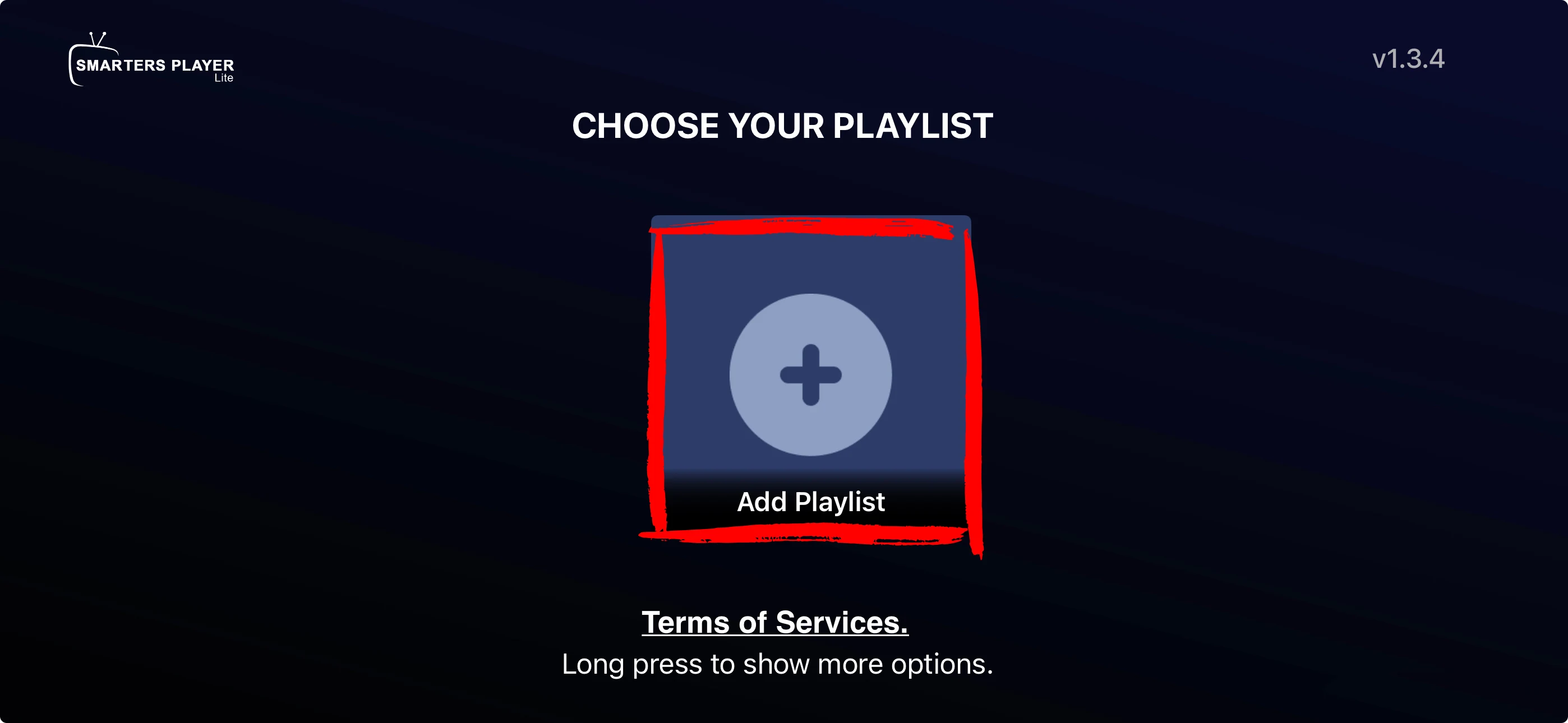 Smarters Player Lite Add Playlist screen on iPhone