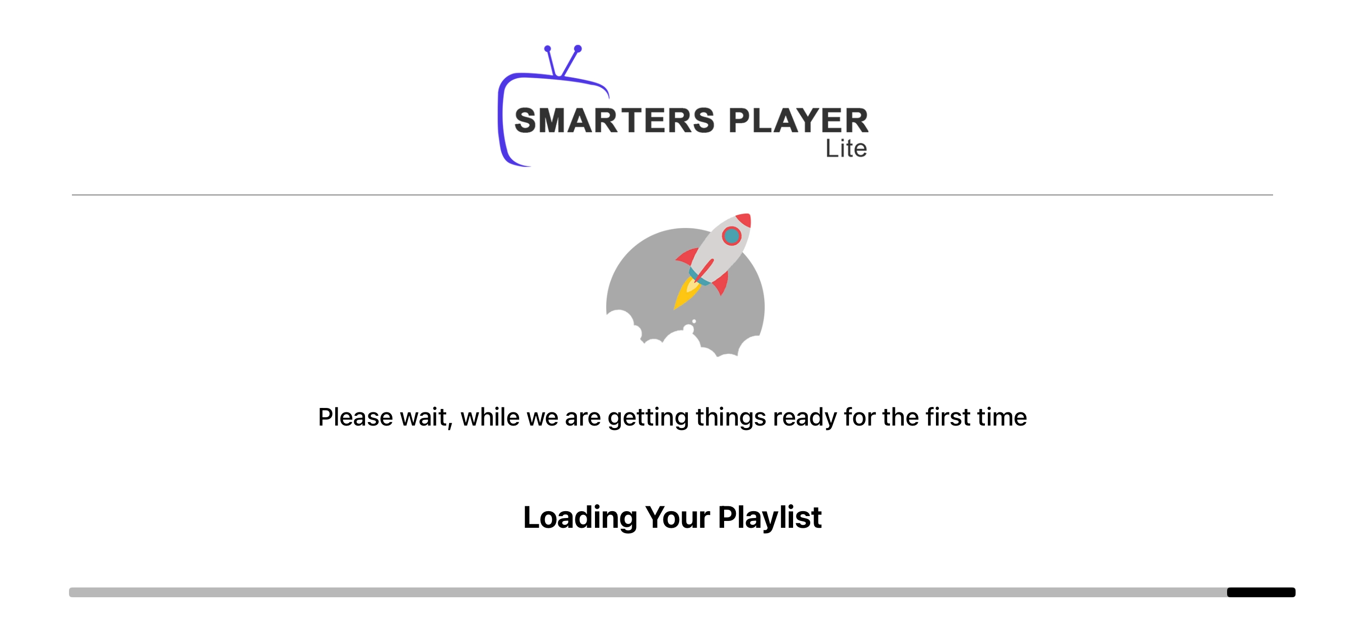 Smarters Player Lite loading the playlist on iPhone
